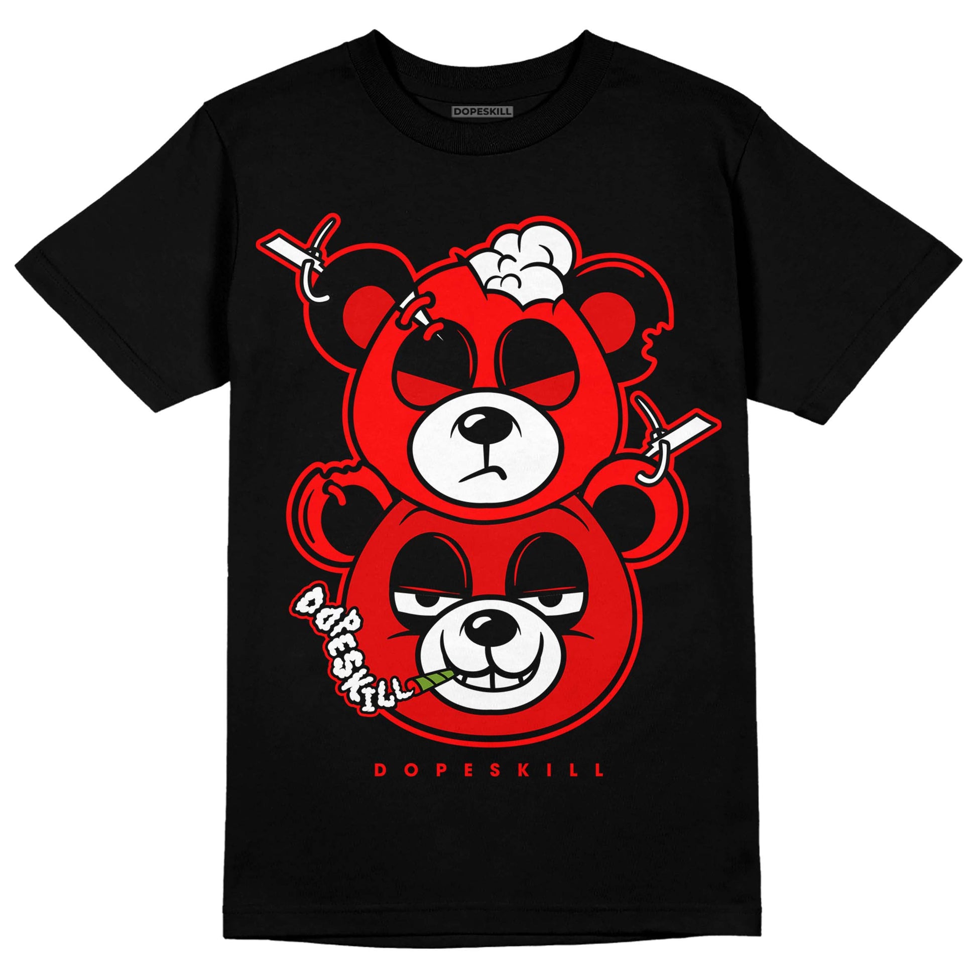 Jordan 1 Retro High OG "Satin Bred" DopeSkill T-Shirt New Double Bear Graphic Streetwear - Black 