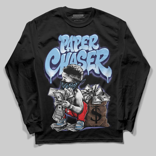 University Blue Sneakers DopeSkill Long Sleeve T-Shirt Paper Chaser Boy Graphic Streetwear - black