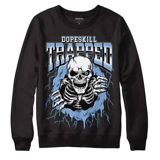 Jordan 5 Retro University Blue DopeSkill Sweatshirt Trapped Halloween Graphic Streetwear - Black