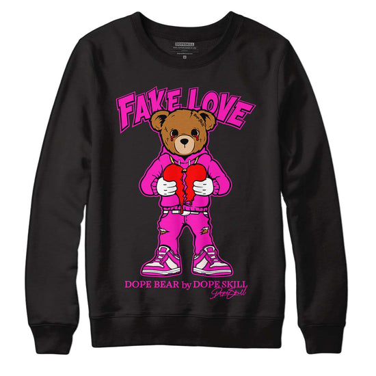 Dunk Low GS “Active Fuchsia” DopeSkill Sweatshirt Fake Love Graphic Streetwear - Black