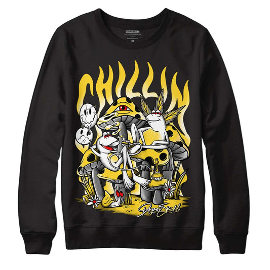 Jordan 4 Tour Yellow Thunder DopeSkill Sweatshirt Chillin Graphic Streetwear - Black