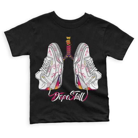 Jordan 3 Retro SP J Balvin Medellín Sunset DopeSkill Toddler Kids T-shirt Breathe Graphic Streetwear - Black