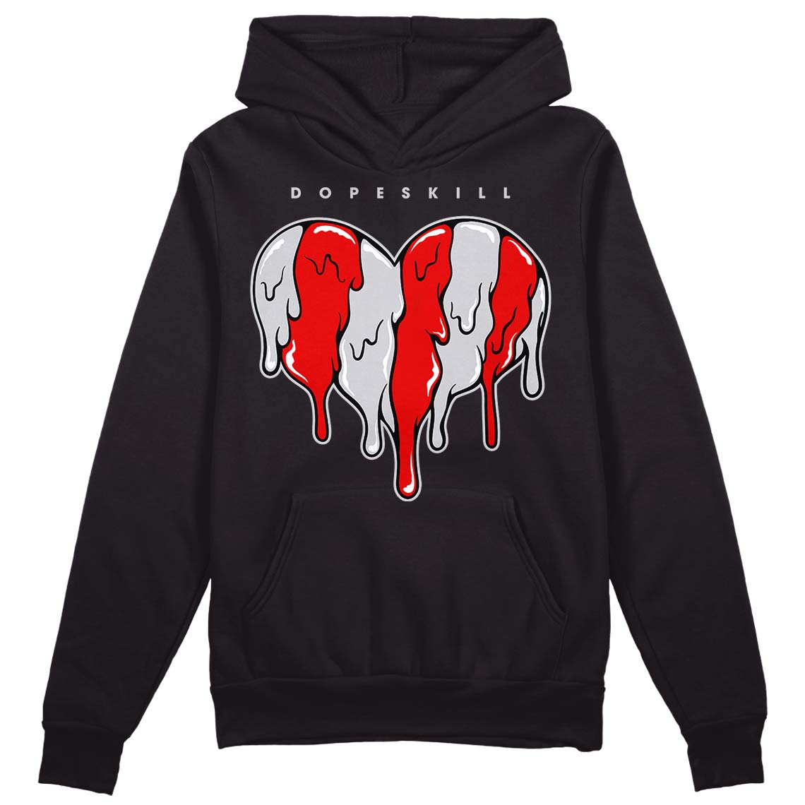 Jordan 2 Retro "Black Cement" DopeSkill Hoodie Sweatshirt Slime Drip Heart Graphic Streetwear - Black