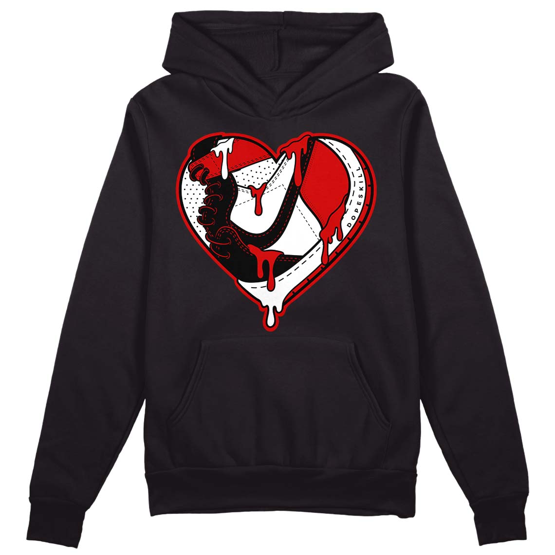 Jordan 1 Retro Low "Black Toe" DopeSkill Hoodie Sweatshirt Heart Jordan 1 Graphic Streetwear - Black