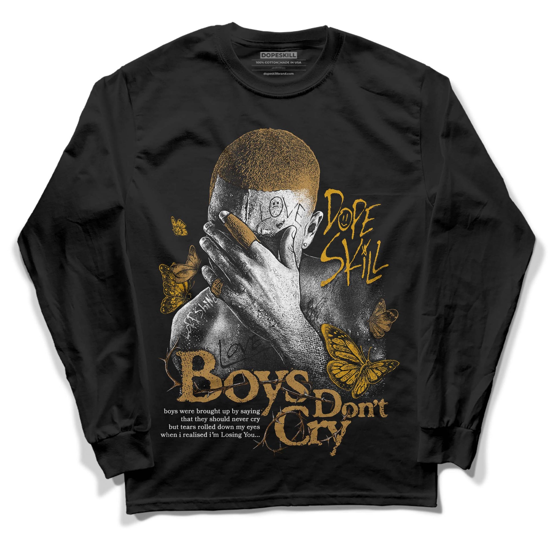 Jordan 13 Wheat 2023 DopeSkill Long Sleeve T-Shirt Boys Don't Cry Graphic Streetwear - Black