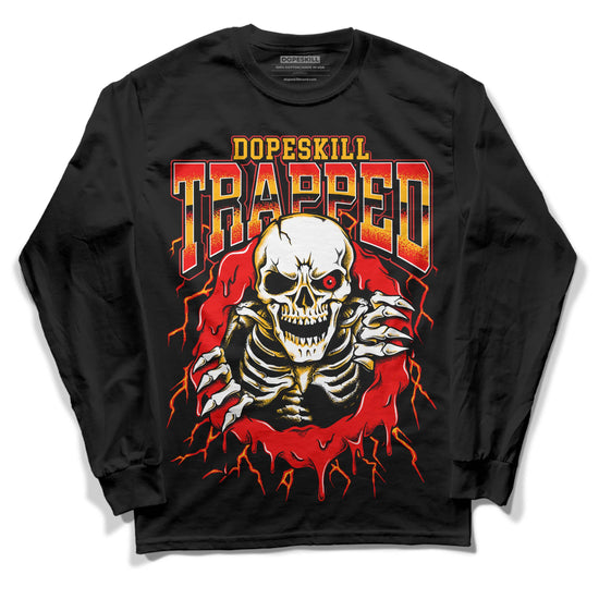 Red Sneakers DopeSkill Long Sleeve T-Shirt Trapped Halloween Graphic Streetwear - Black