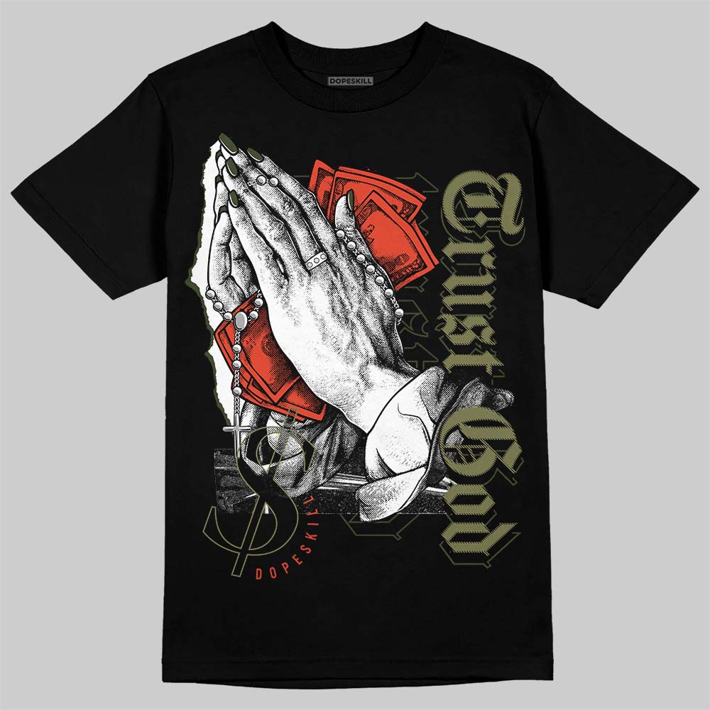 Olive Sneakers DopeSkill T-Shirt Trust God Graphic Streetwear - Black