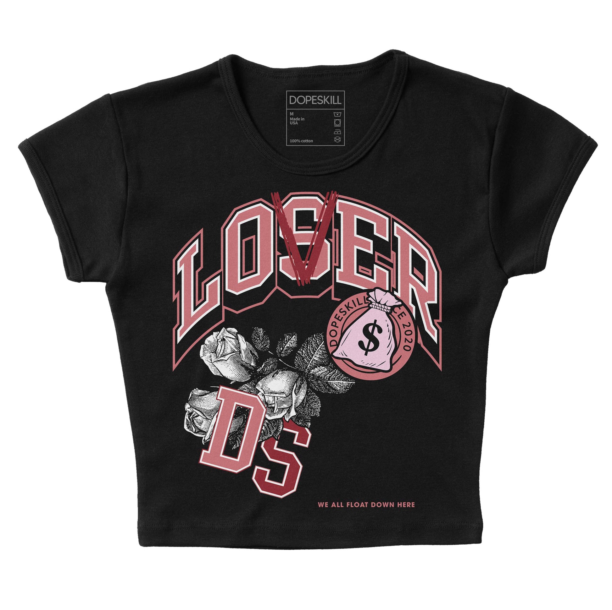 Valentine's Day Collection DopeSkill Women's Crop Top Loser Lover Graphic Streetwear - Black