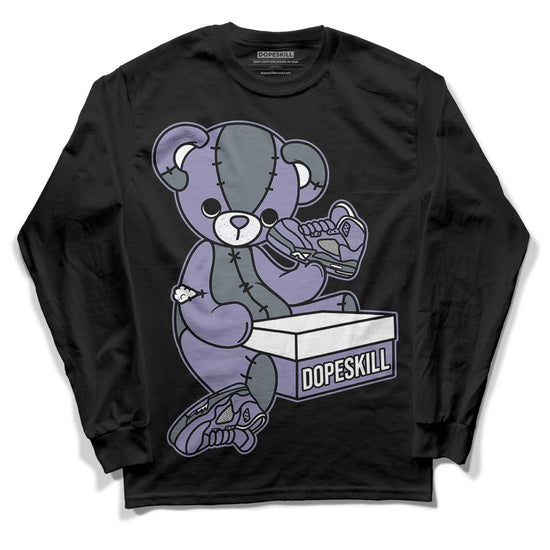 Jordan 5 Retro Low Indigo Haze DopeSkill Long Sleeve T-Shirt Sneakerhead BEAR Graphic Streetwear - Black