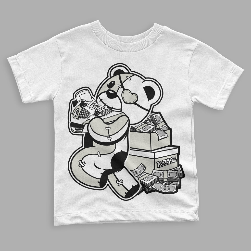 Jordan 4 Military Black DopeSkill Toddler Kids T-shirt Bear Steals Sneaker Graphic Streetwear - White