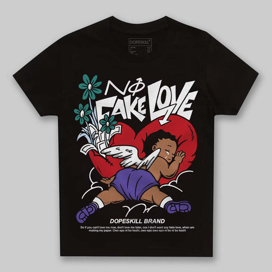Jordan 5 OG “Grape” DopeSkill Toddler Kids T-shirt No Fake Love Graphic Streetwear - Black
