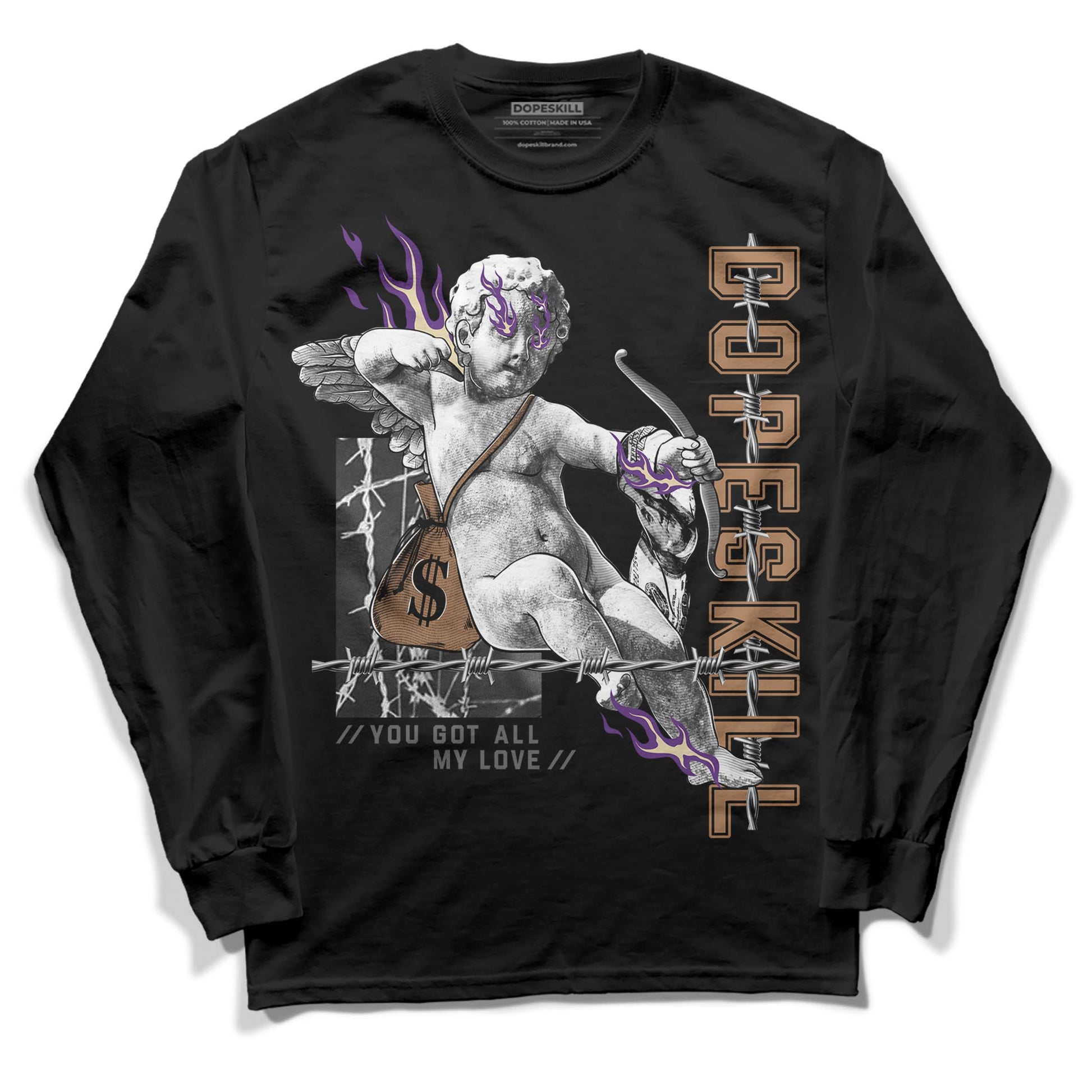 Jordan 6 WMNS Gore-Tex Brown Kelp DopeSkill Long Sleeve T-Shirt You Got All My Love Graphic Streetwear - Black