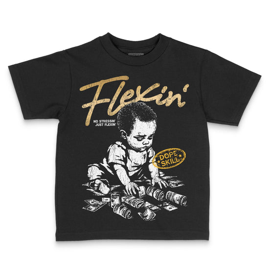 Jordan 12 Retro 'Taxi' 2025 DopeSkill Toddler Kids T-shirt Flexin' Graphic Streetwear - Black