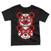 Jordan 4 Retro Red Cement DopeSkill Toddler Kids T-shirt Leather Bear Graphic Streetwear - Black