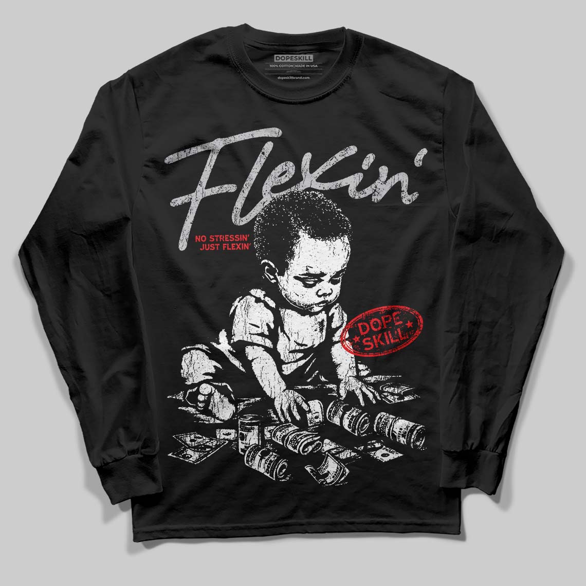 Grey Sneakers DopeSkill Long Sleeve T-Shirt Flexin' Graphic Streetwear - Black
