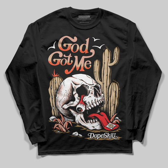 TAN Sneakers DopeSkill Long Sleeve T-Shirt God Got Me Graphic Streetwear - Black