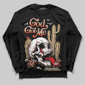 TAN Sneakers DopeSkill Long Sleeve T-Shirt God Got Me Graphic Streetwear - Black