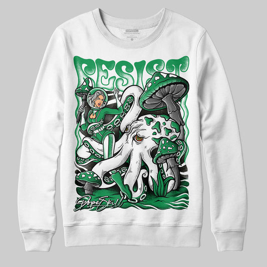 Jordan 1 Low Lucky Green DopeSkill Sweatshirt Resist Graphic Streetwear - White