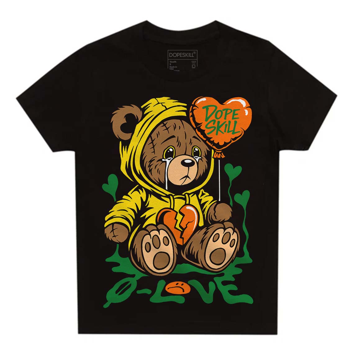 Dunk Low Reverse Brazil DopeSkill Toddler Kids T-shirt Broken Bear Graphic Streetwear - Black