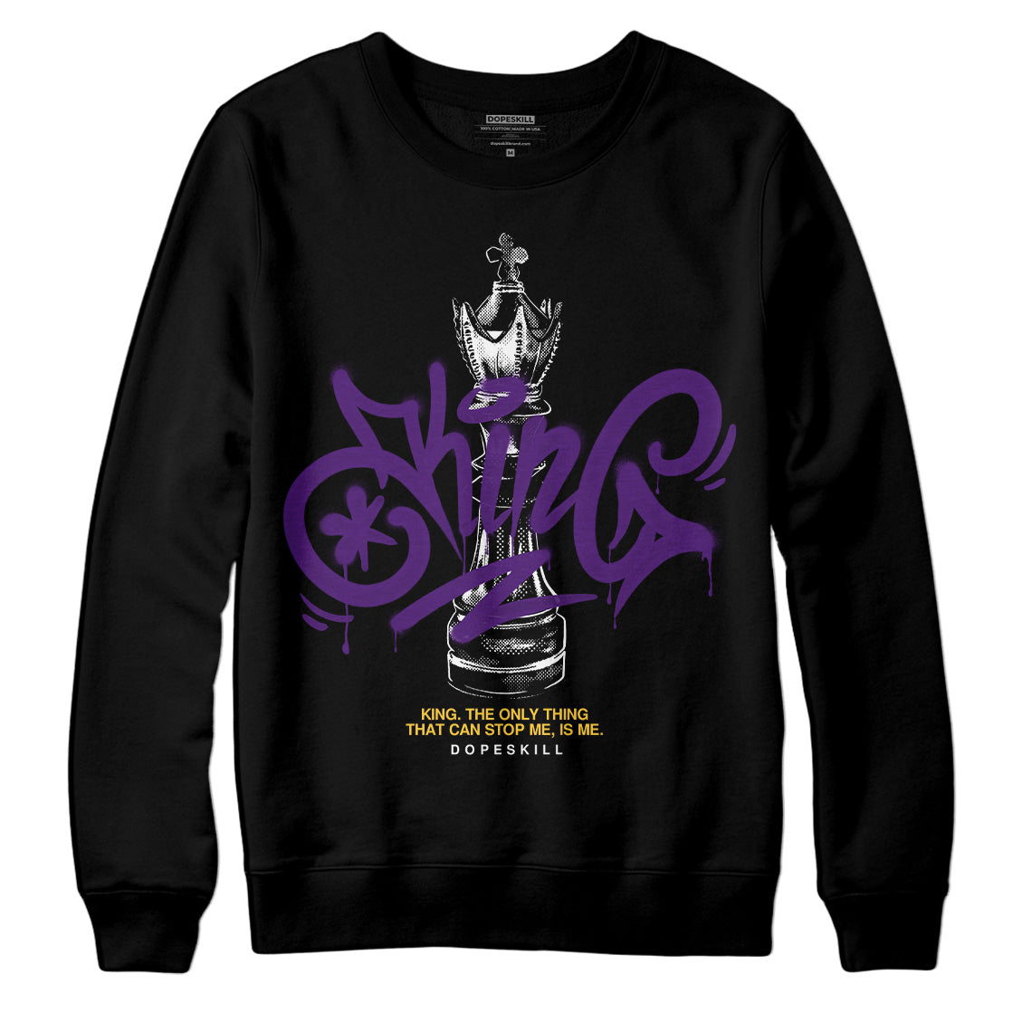 Jordan 12 “Field Purple” DopeSkill Sweatshirt King Chess Graphic Streetwear - Black