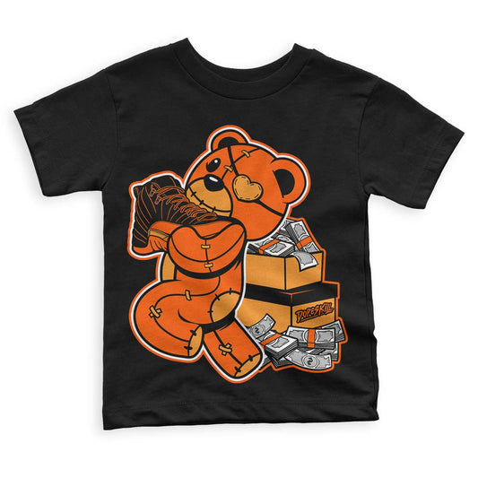 Jordan 12 Retro Brilliant Orange DopeSkill Toddler Kids T-shirt Bear Steals Sneaker Graphic Streetwear - Black