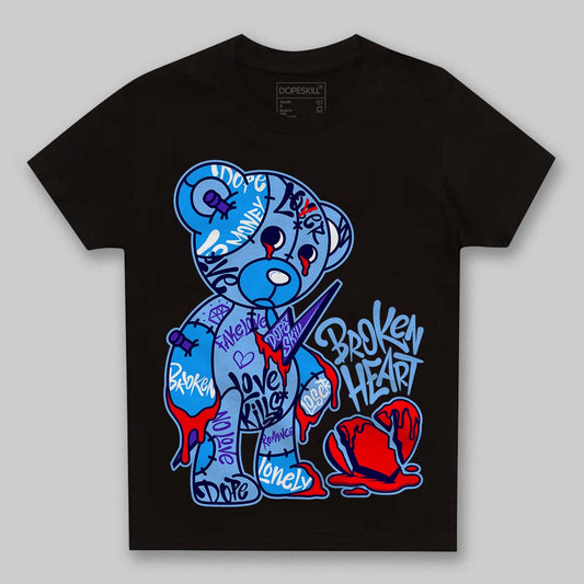 Jordan 6 University Blue DopeSkill Toddler Kids T-shirt Broken Heart Graphic Streetwear - Black