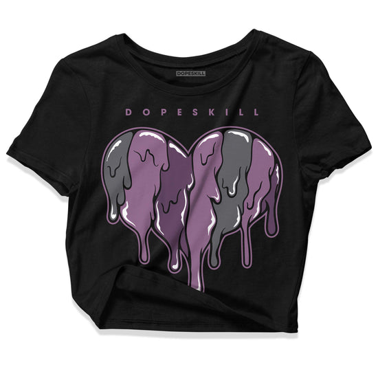 Jordan 2 “Mauve/Off-Noir” DopeSkill Women's Crop Top Slime Drip Heart Graphic Streetwear - Black