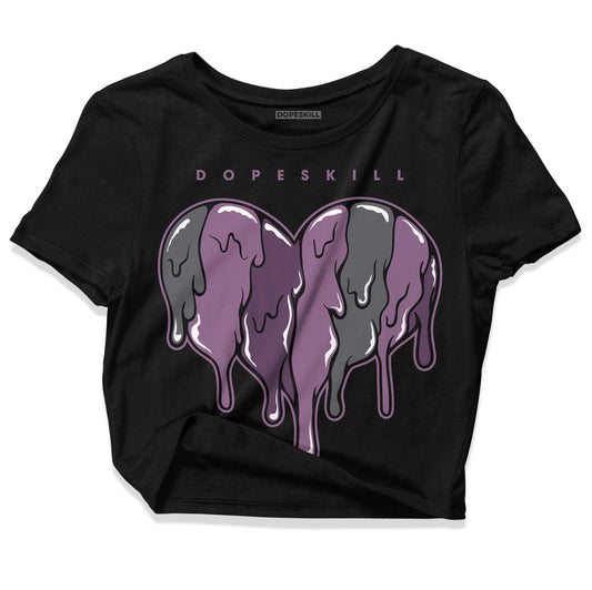 Jordan 2 “Mauve/Off-Noir” DopeSkill Women's Crop Top Slime Drip Heart Graphic Streetwear - Black