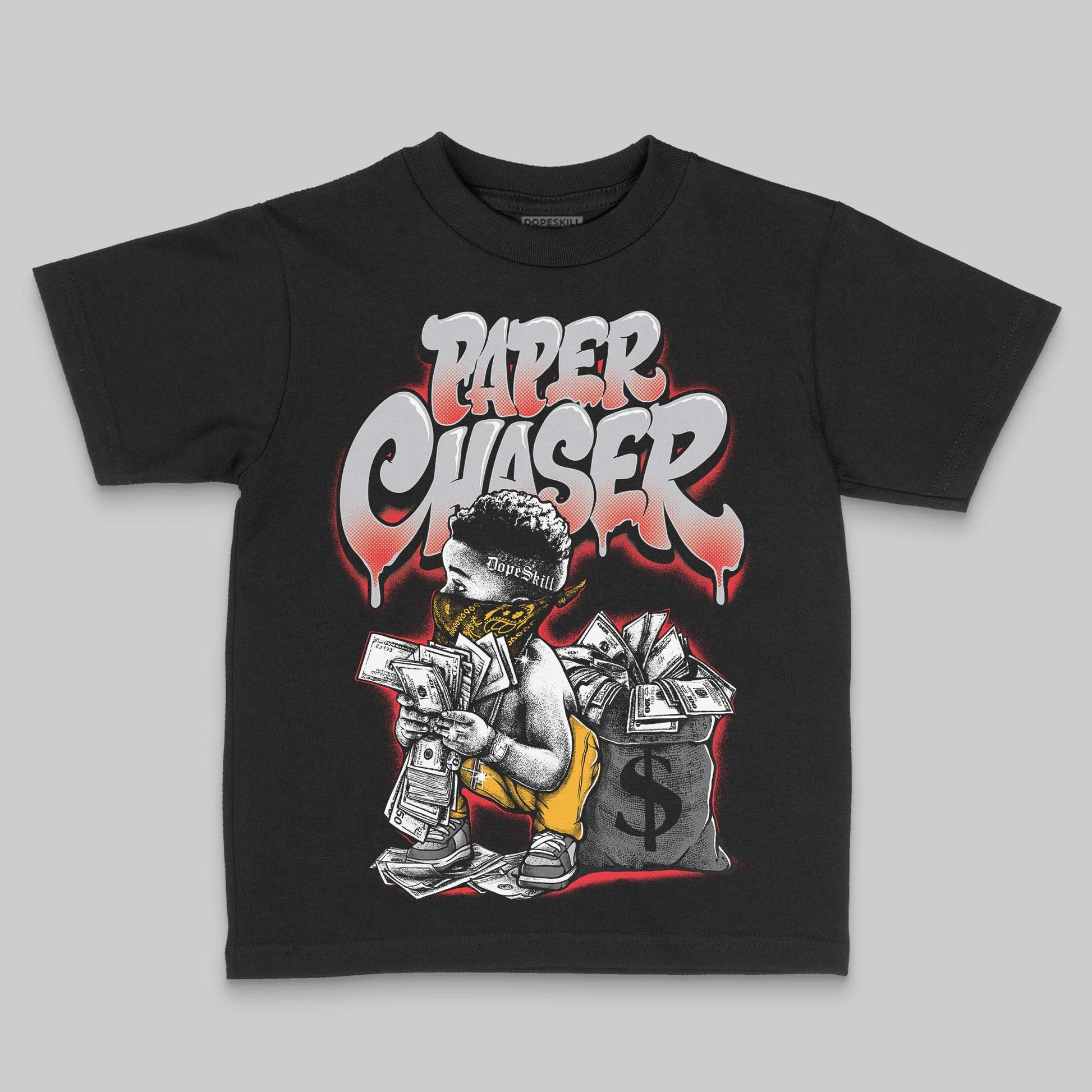 Grey Sneakers DopeSkill Toddler Kids T-shirt Paper Chaser Boy Graphic Streetwear - Black