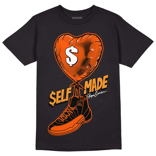 Jordan 12 Retro Brilliant Orange DopeSkill T-Shirt Self Made Graphic Streetwear - Black