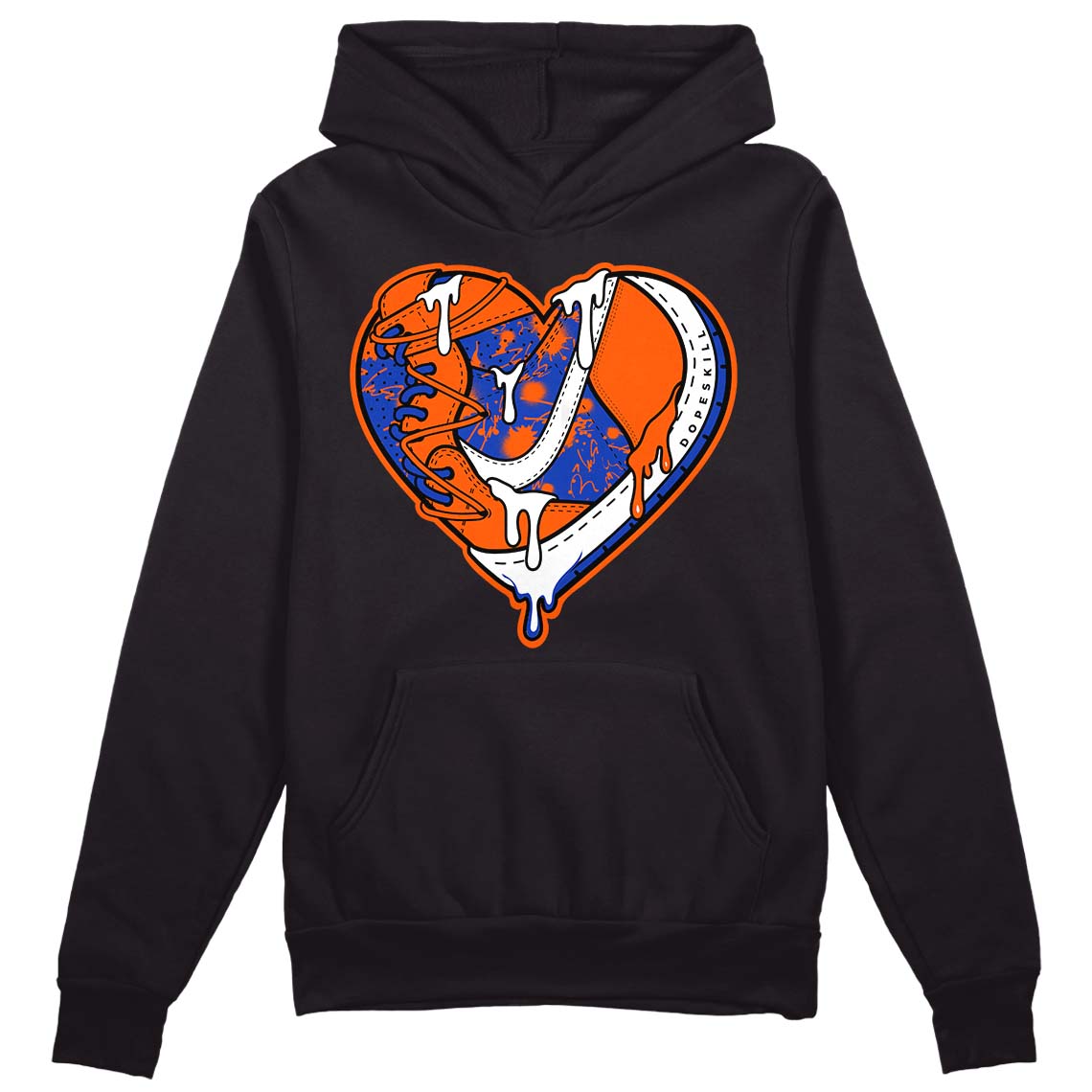 Dunk Low Futura Orange Blaze DopeSkill Hoodie Sweatshirt Heart Jordan 1 Graphic Streetwear - Black