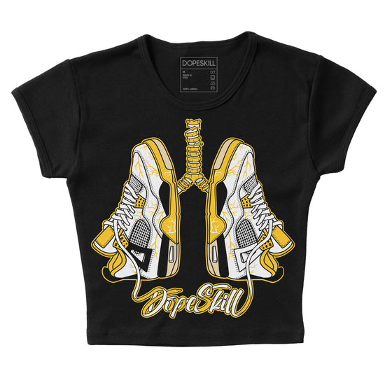 Jordan 4 Retro “Vivid Sulfur” DopeSkill Women's Crop Top Breathe Graphic Streetwear - Black 