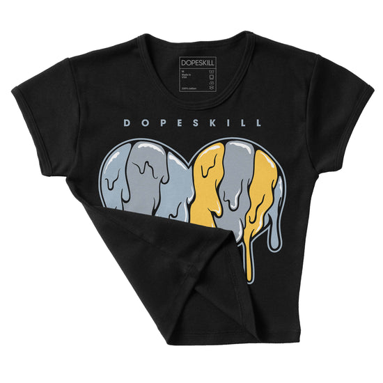 Jordan 13 “Blue Grey” DopeSkill Women's Crop Top Slime Drip Heart Graphic Streetwear - Black 