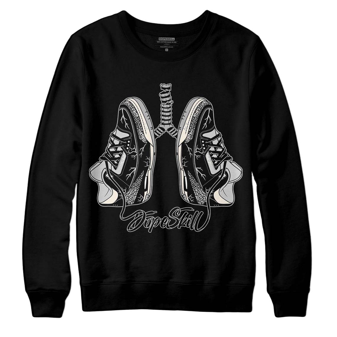 Jordan 3 “Off Noir” DopeSkill Sweatshirt Breathe Graphic Streetwear - Black