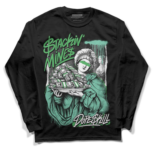 Jordan 1 High OG Green Glow DopeSkill Long Sleeve T-Shirt Stackin Mines Graphic Streetwear - Black