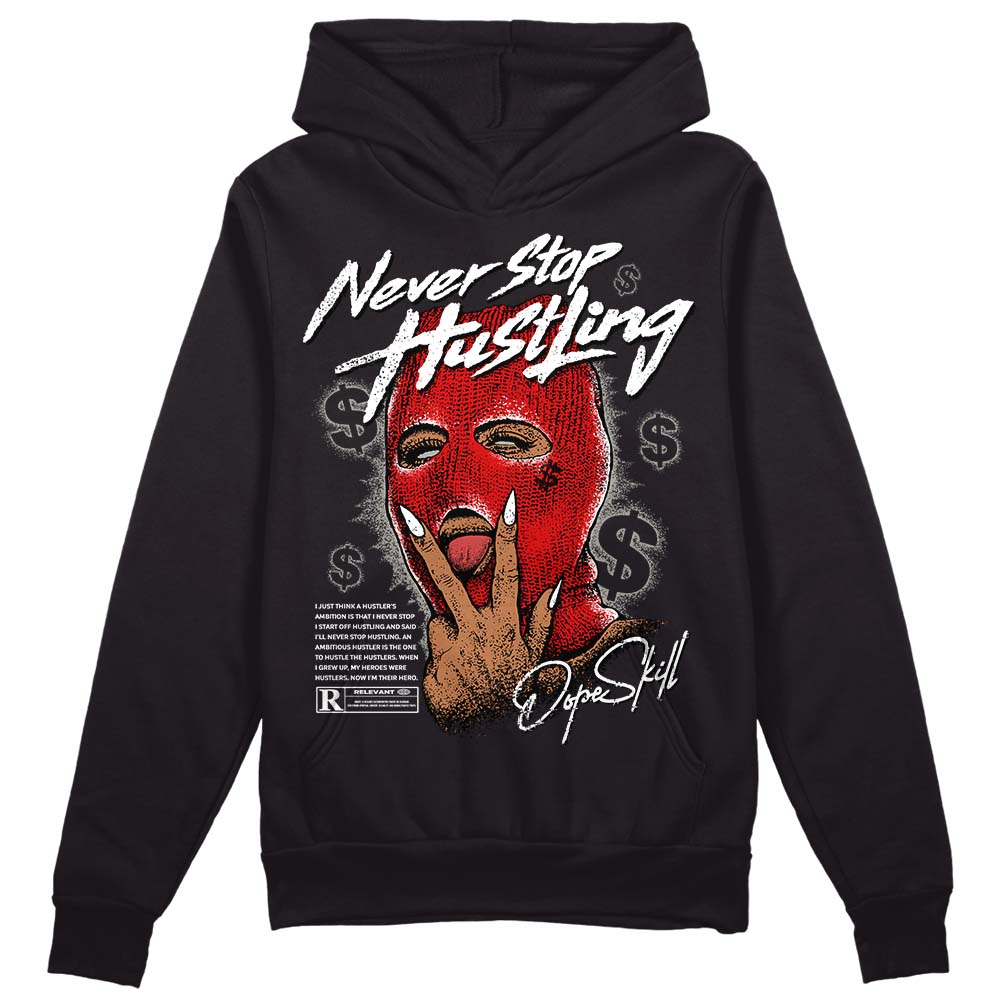 Jordan 3 “Fire Red” DopeSkill Hoodie Sweatshirt Never Stop Hustling Graphic Streetwear - Black