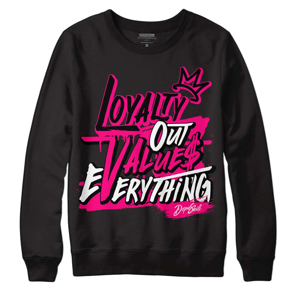 Jordan 1 Low GS “Fierce Pink” Dopeskill Sweatshirt LOVE Graphic Streetwear - Black