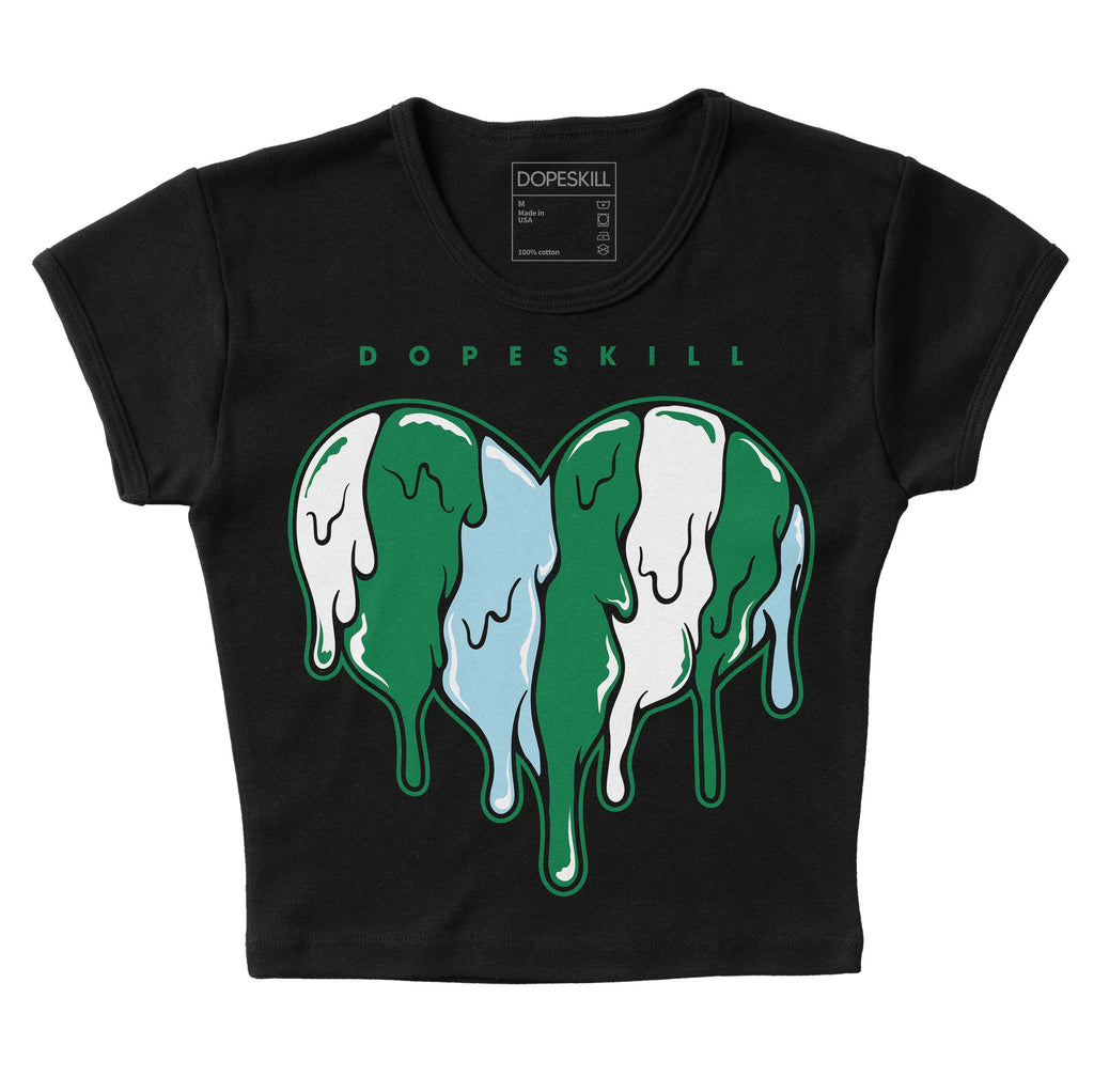 Jordan 5 “Lucky Green” DopeSkill Women's Crop Top Slime Drip Heart Graphic Streetwear - Black