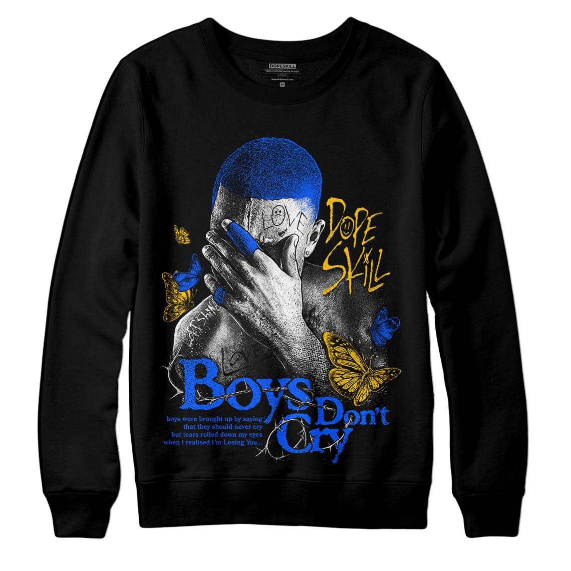 Royal Blue Sneakers DopeSkill Sweatshirt Boys Don't Cry Graphic Streetwear - Black