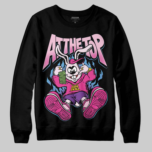 Pink Sneakers DopeSkill Sweatshirt At The Top Graphic Streetwear - Black