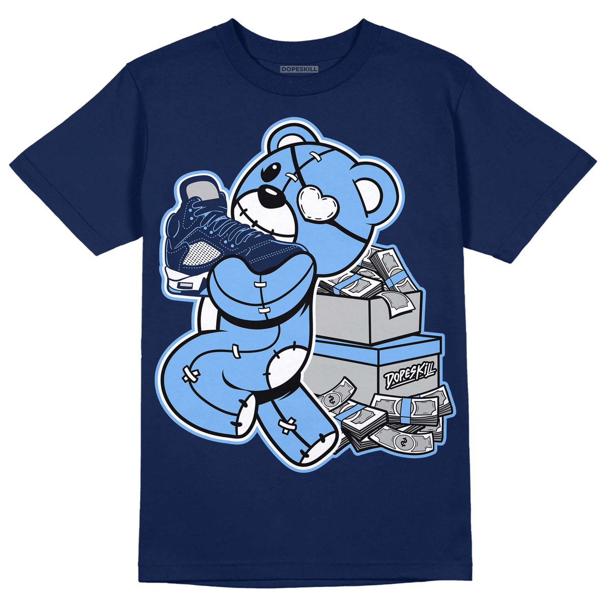 Midnight Navy 5s DopeSkill Navy T-Shirt Bear Steals Sneaker Graphic ...