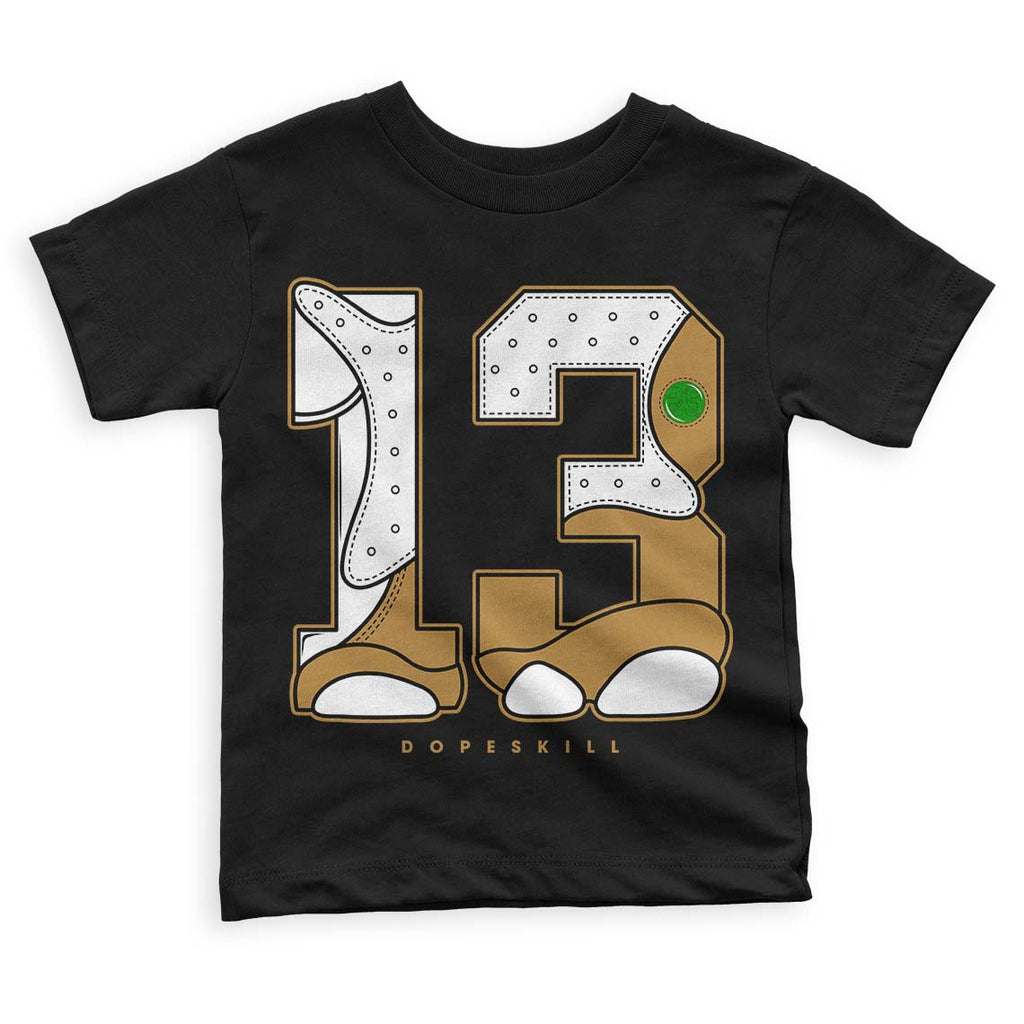Jordan 13 Wheat 2023 DopeSkill Toddler Kids T-shirt No.13 Streetwear - Black