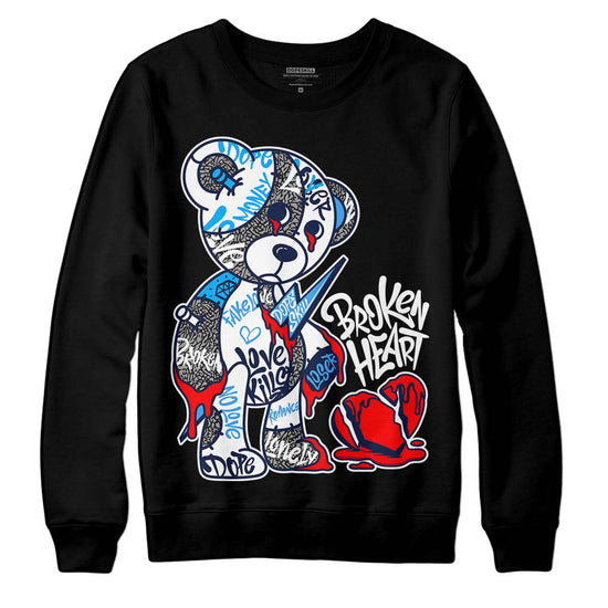 Jordan 3 "Midnight Navy" DopeSkill Sweatshirt Broken Heart Graphic Streetwear - Black