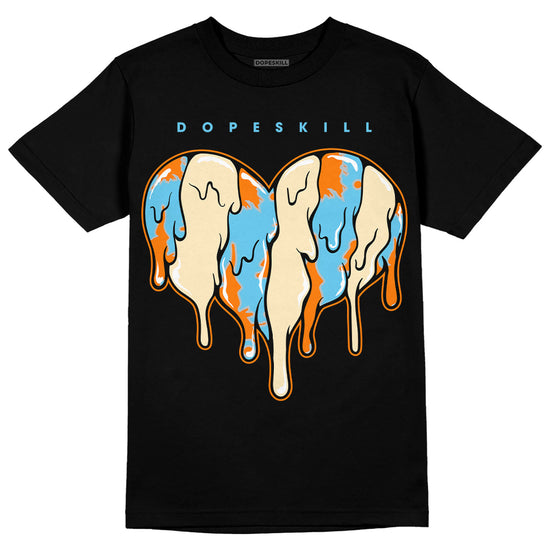 Dunk High 1985 SP Orange Acid Wash DopeSkill T-Shirt Slime Drip Heart Graphic Streetwear - Black