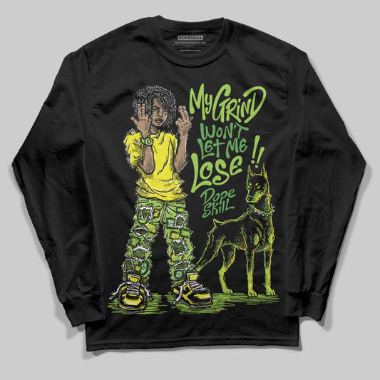 Neon Green Sneakers DopeSkill Long Sleeve T-Shirt My Grind Won't Let Me Lose Graphic Streetwear - Black