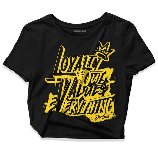 Jordan 4 Tour Yellow Thunder DopeSkill Women's Crop Top LOVE Graphic Streetwear - Black