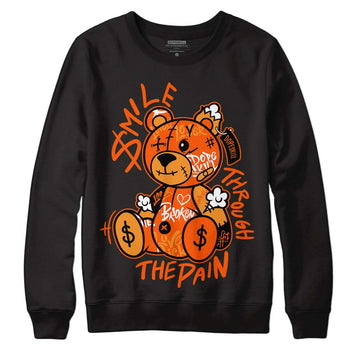 Jordan 12 Retro Brilliant Orange DopeSkill Sweatshirt Smile Through The Pain Graphic Streetwear - Black