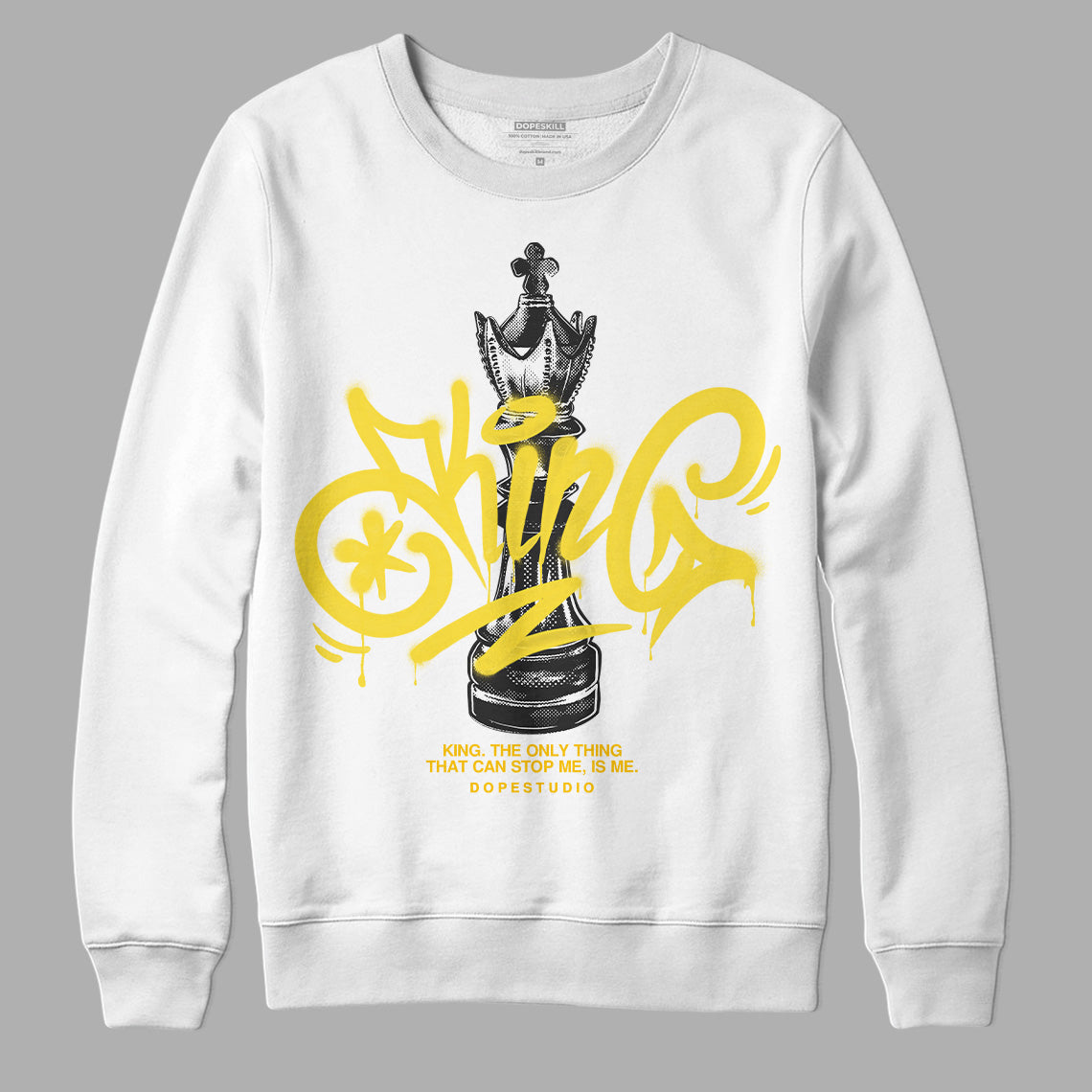 Jordan 11 Low 'Yellow Snakeskin' DopeSkill Sweatshirt King Chess Graphic Streetwear  - White