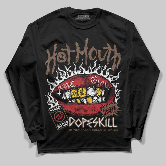 Jordan 9 'Olive' DopeSkill Long Sleeve T-Shirt Hot Mouth Graphic Streetwear - Black