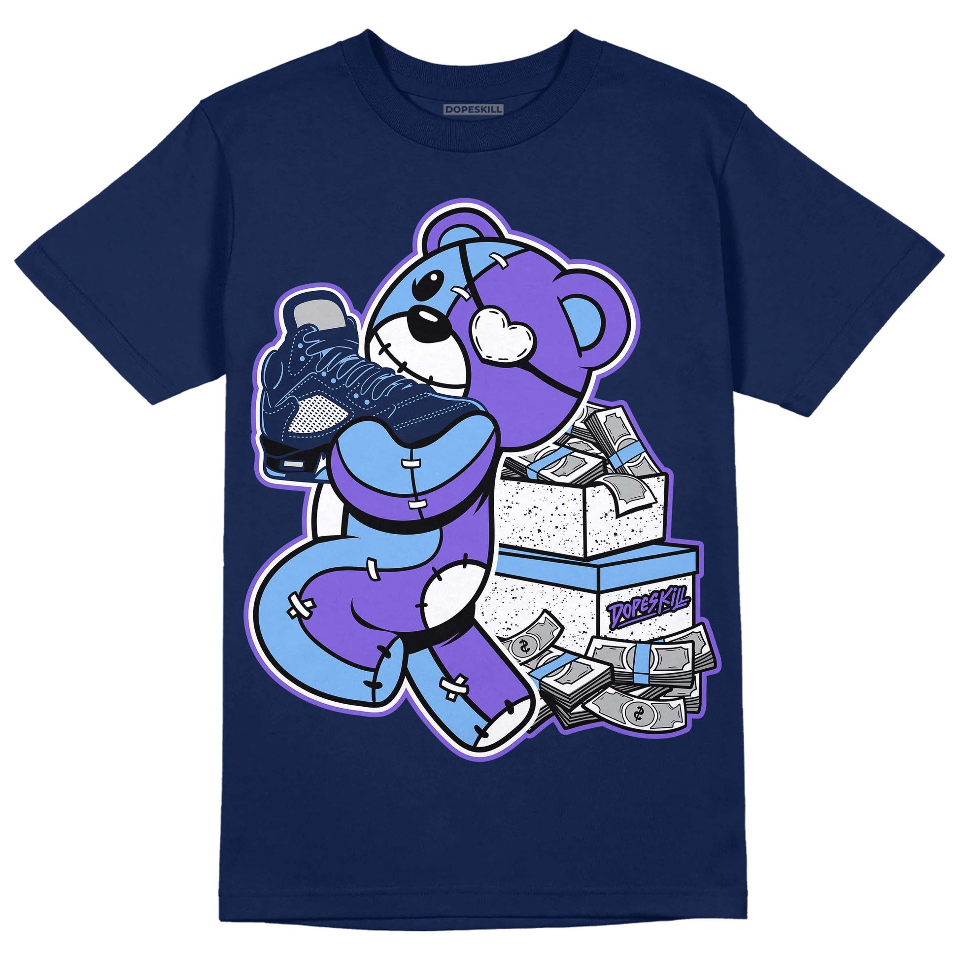 Jordan 5 SE “Georgetown” DopeSkill Midnight Navy T-Shirt Bear Steals Sneaker Graphic Streetwear